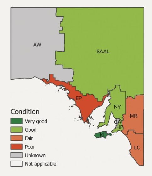 Flow regime condition across South Australia for 2021–22